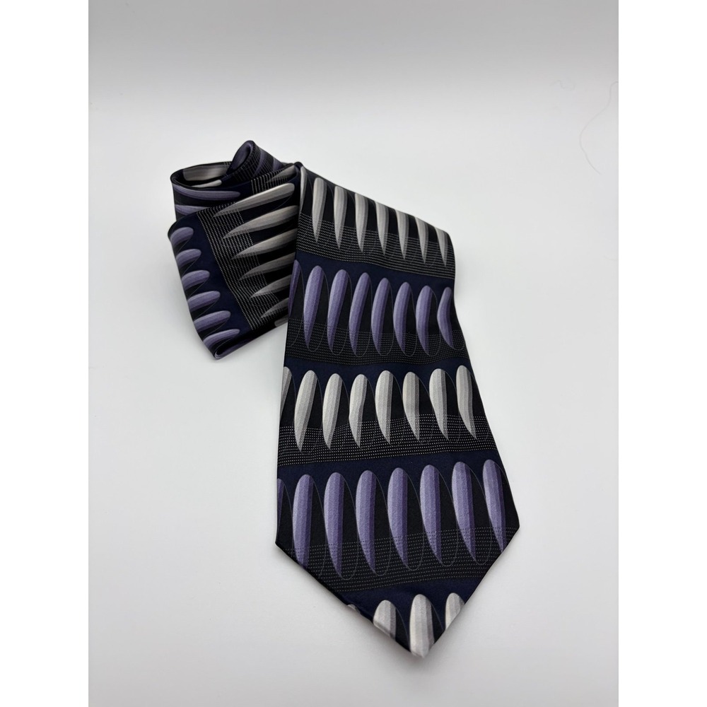 Giorgio Brutini, Geometric 100% Silk, Multicolor Mens Necktie, Pre-Owned